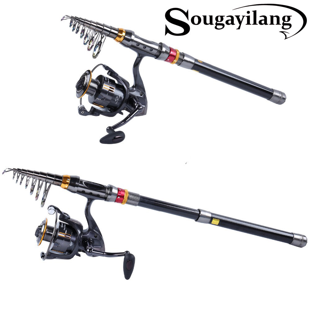 Fishing Rod and Reel Set Carbon Telescopic Fishing Rod Pole with 11BB Metal Spinning  Reel Sea Saltwater Freshwater Kits