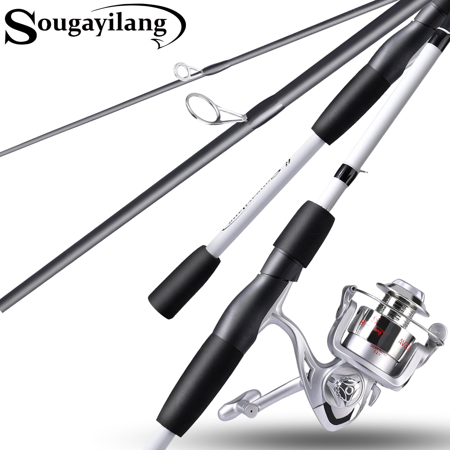 Sougayilang 1.98m Fishing Rods Combo Portable 4 Section Carbon Fiber