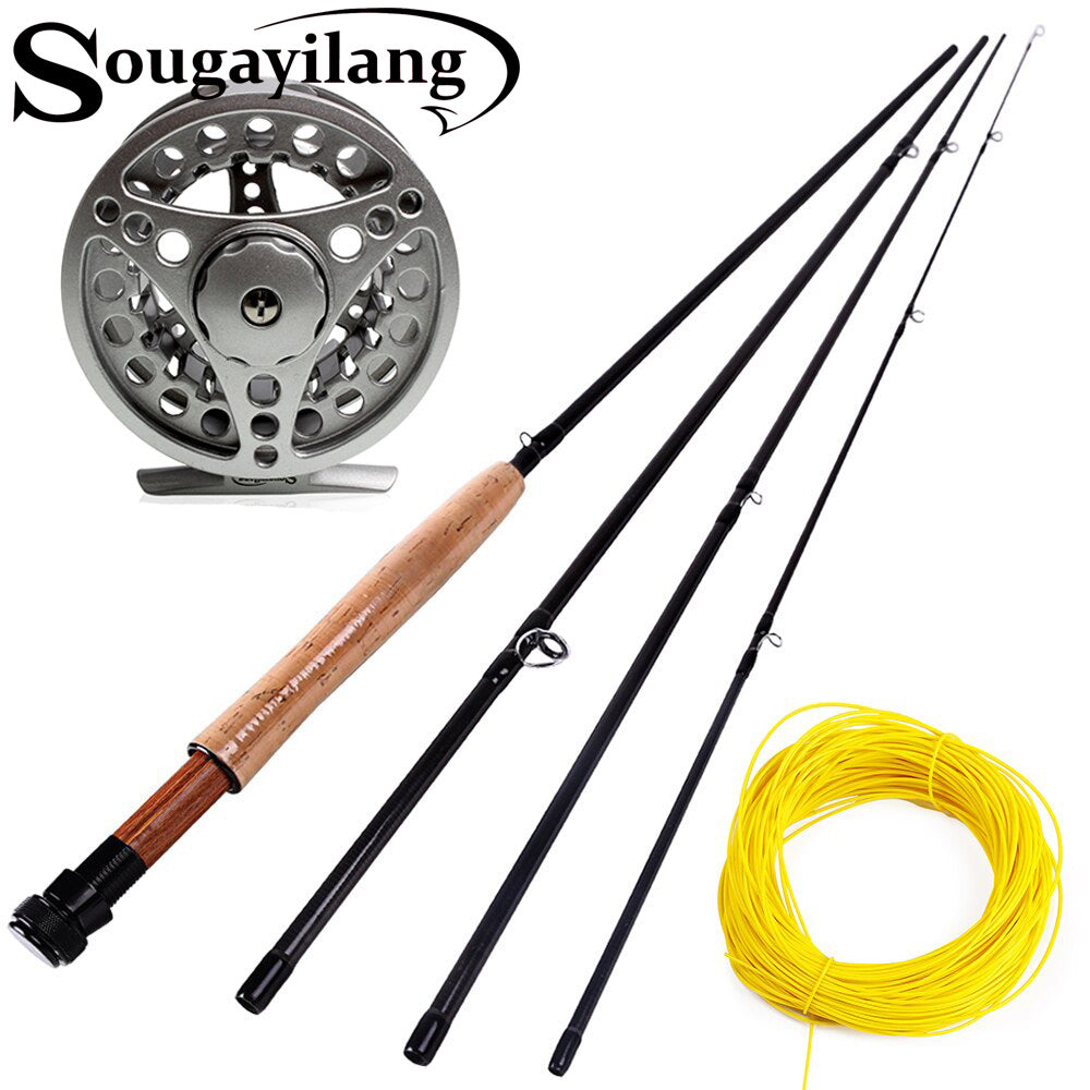 Sougayilang #5/6 Fly Fishing Rod Set 2.7M Fly Rod and Fly Reel Combo with  Fishing Lure Line Box Set Fishing Rod Tackle Pesca