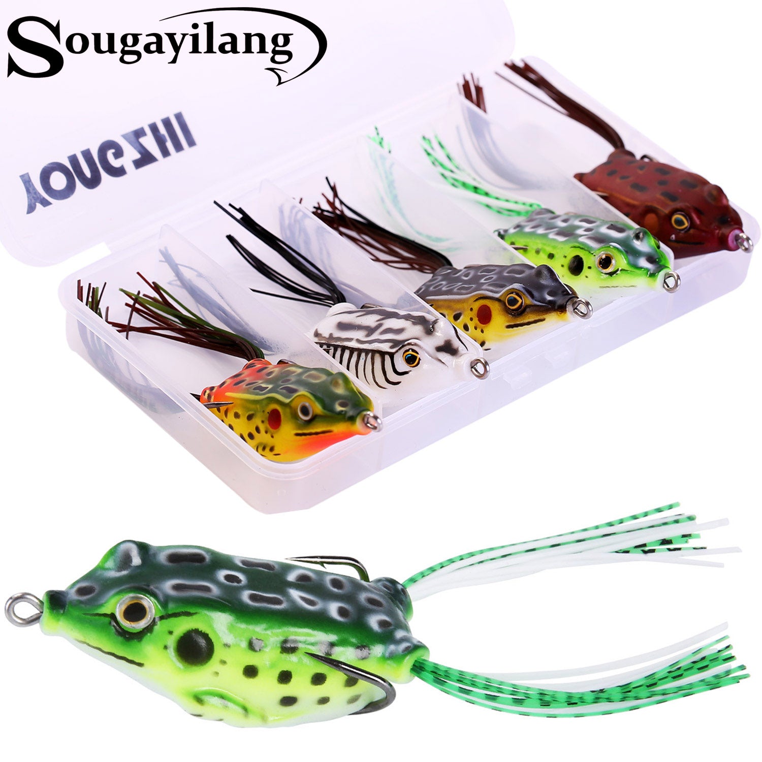 Fishing Lures Topwater Floating Weedless Lure Frog Baits with Double –  Sougayilang
