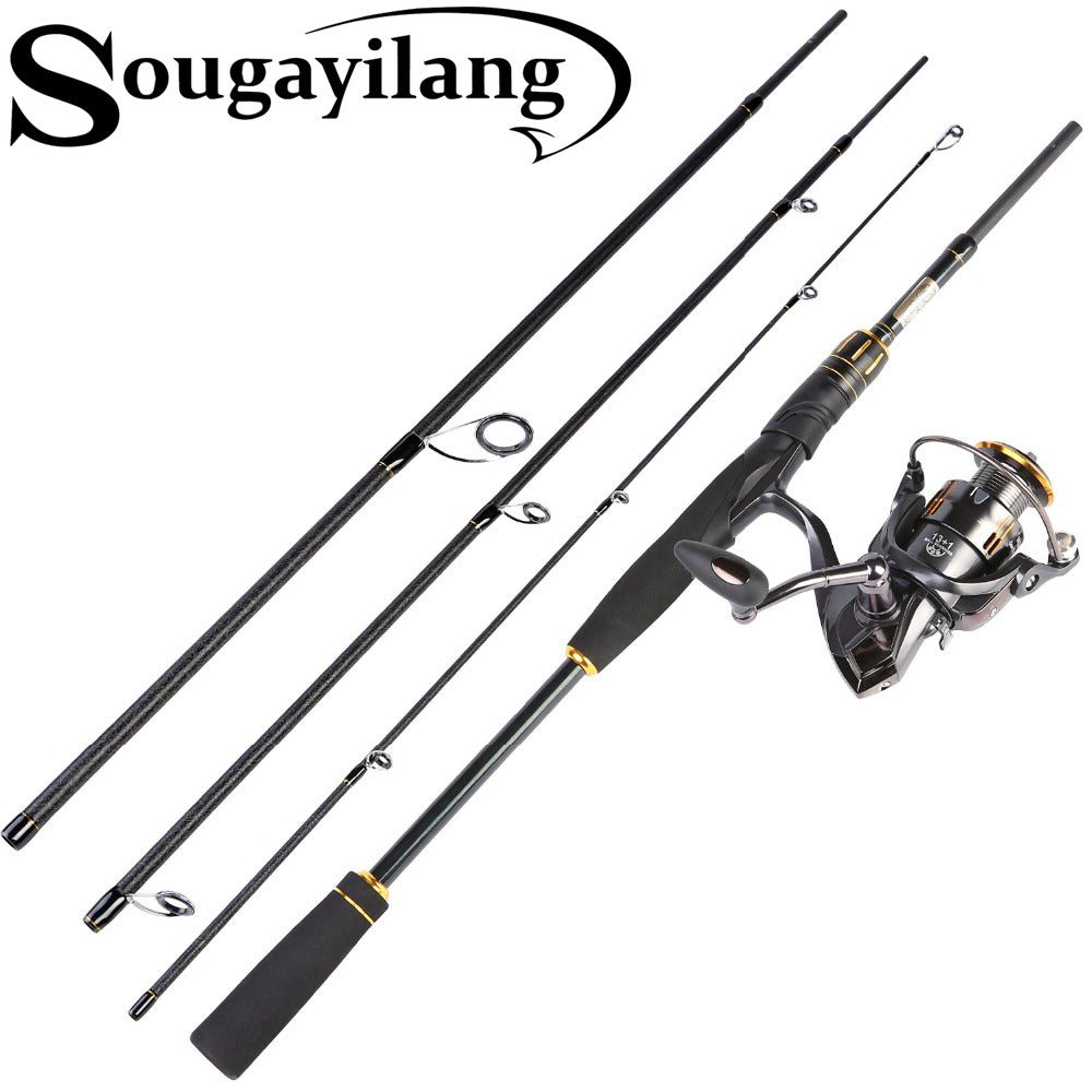 Sougayilang Spinning Fishing Rod and Reel Combo Carbon Fishing Pole Set for  Bass Carp Trout Boat Freshwater Saltwater Fishing